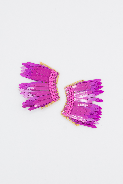 Joan Sequin Earrings, Magenta