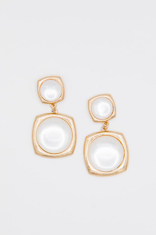 White Stone Earrings