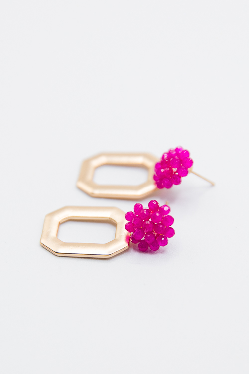 Rectangle Pom Pom Ear, Fuchsia