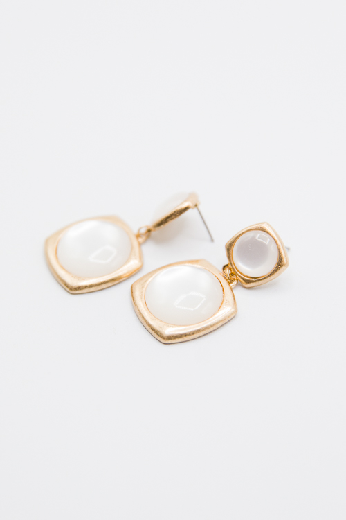 White Stone Earrings