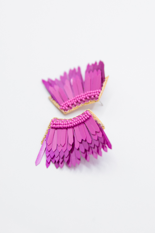 Joan Sequin Earrings, Magenta