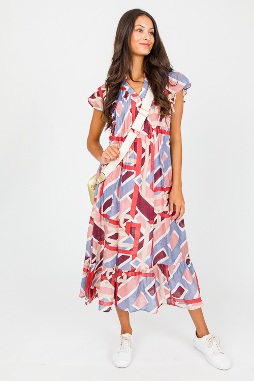 Geo Belted Midi, Mauve