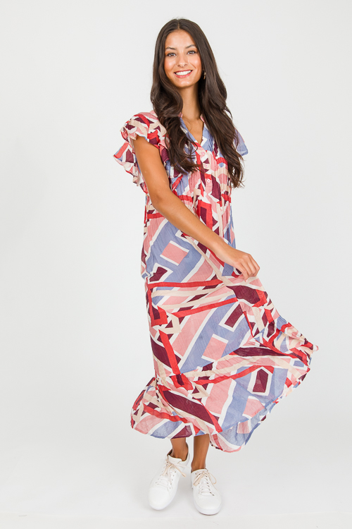 Geo Belted Midi, Mauve