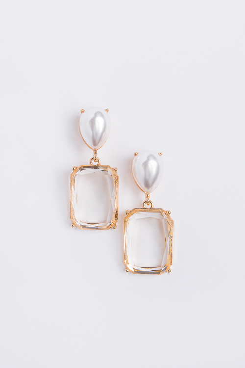 Cream Rectangle Dangle Earring