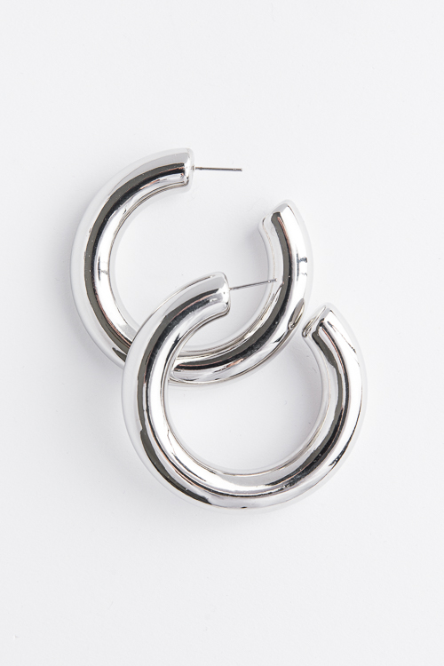 55mm Hollow Hoops, Silver