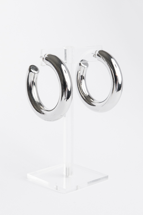 55mm Hollow Hoops, Silver