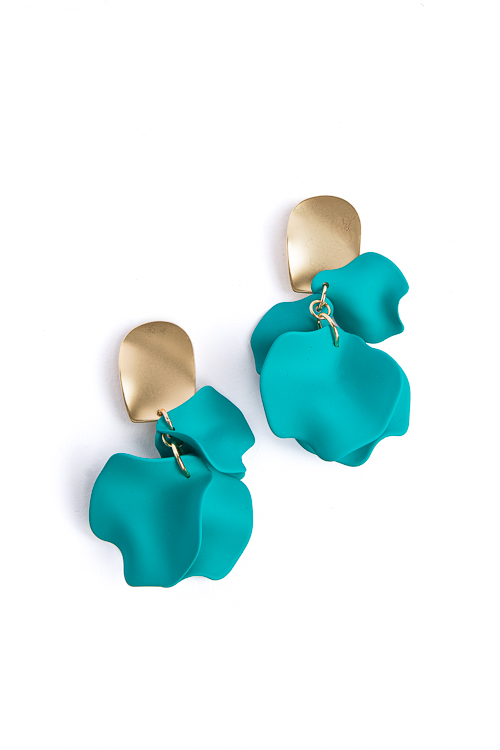 Petal Earrings, Teal