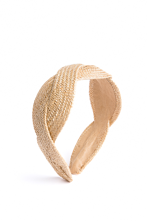 Braided Rattan Headband, Beige