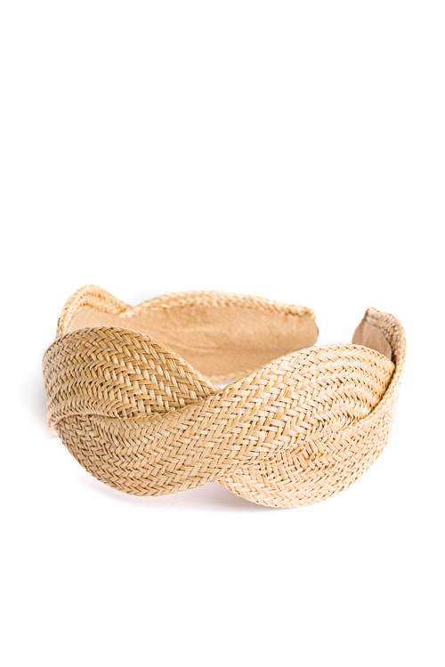 Braided Rattan Headband, Beige