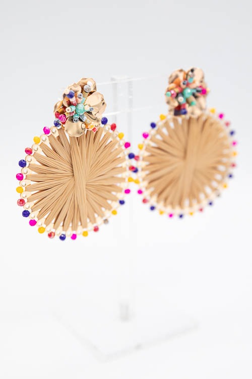 Beaded & Raffia Earrings, Multi - 2K9A7085.jpg