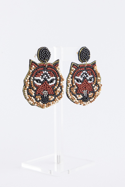 Beaded Tiger Earrings