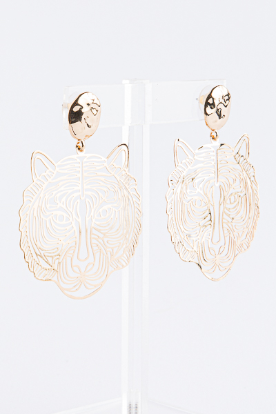 Filigree Tiger Earrings, Gold