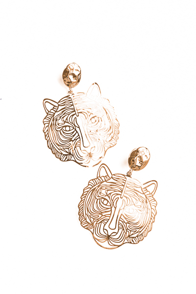 Filigree Tiger Earrings, Gold