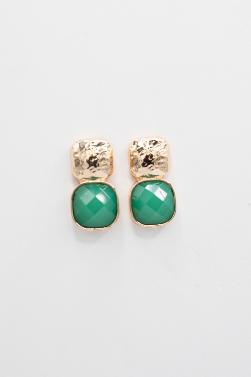 Simple Statement Earrings, Green