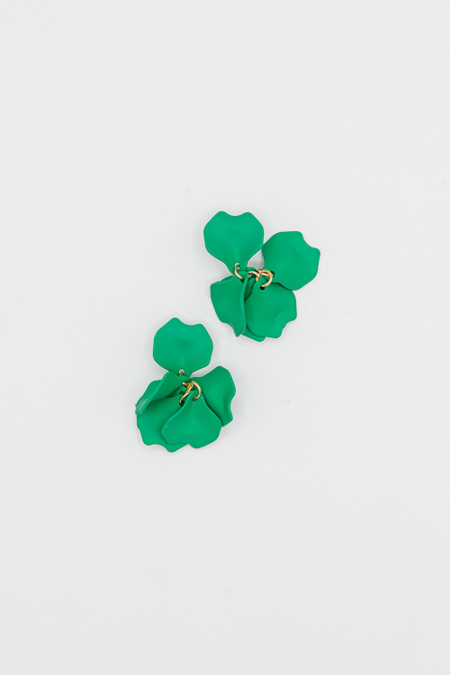 Matte Petal Drop Earrings, Gree