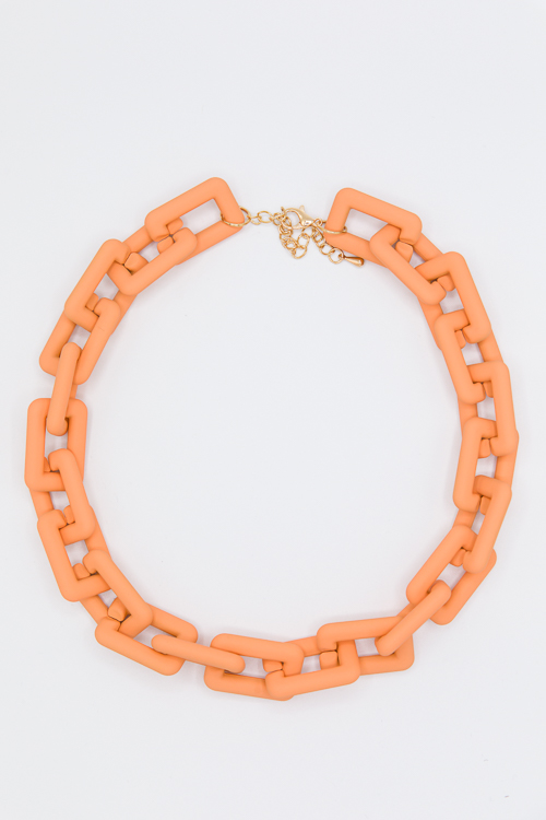 Matte Chain Necklace, Orange