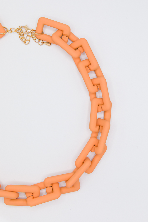 Matte Chain Necklace, Orange