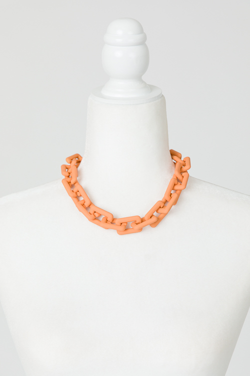 Matte Chain Necklace, Orange