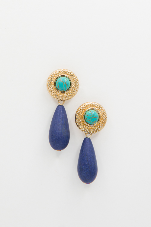 Stone Teardrop Dangle Earrings