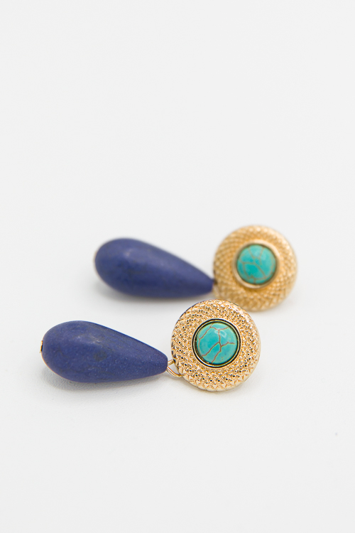 Stone Teardrop Dangle Earrings