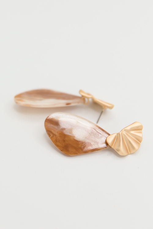 Natural Shape Acetate Earring, Ivory