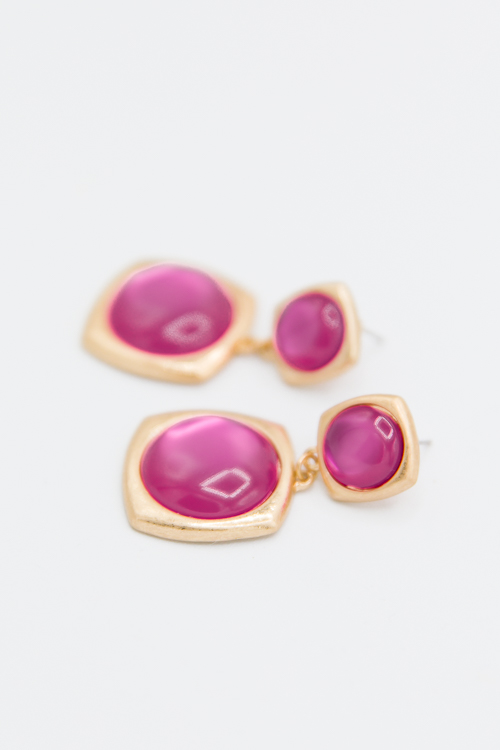 Hot Pink Stone Earrings