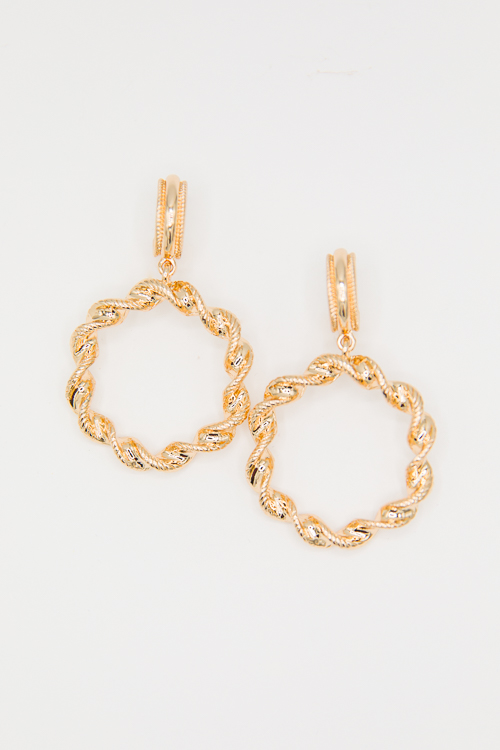 Twist Texture Dangle Hoops