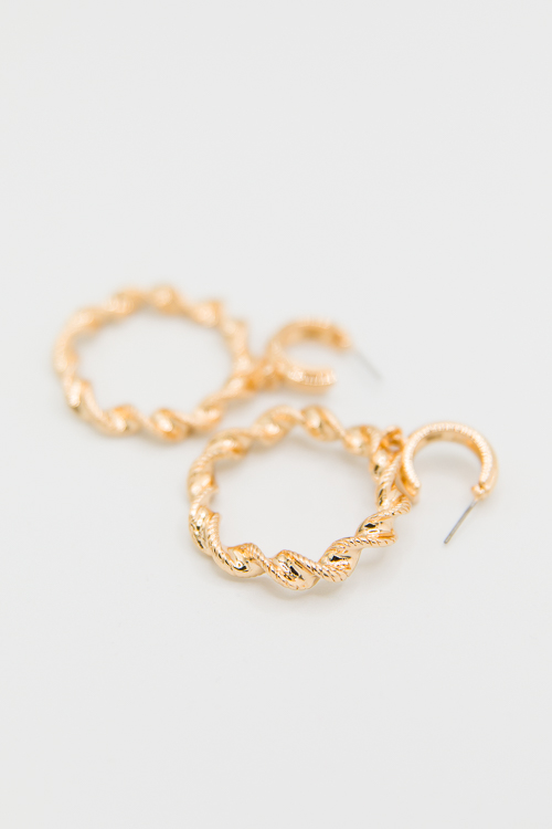 Twist Texture Dangle Hoops