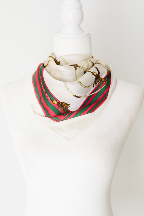 Tassel And Chain Scarf, White