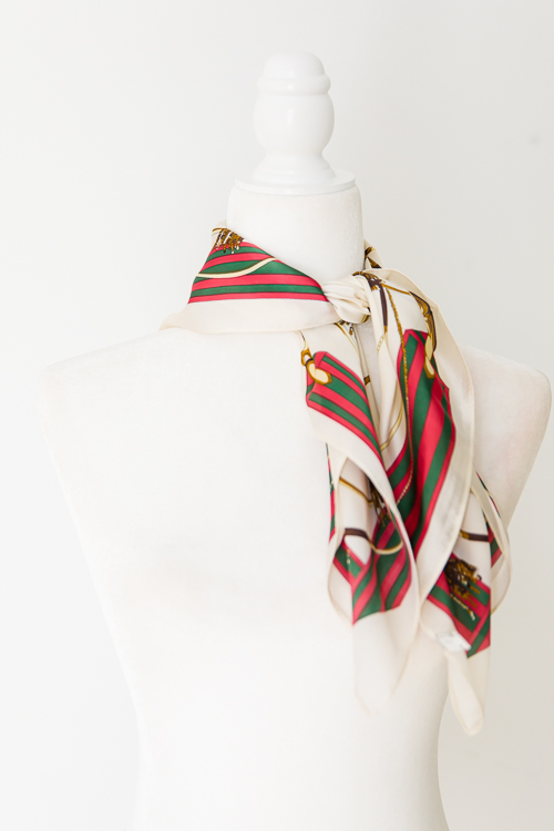 Tassel And Chain Scarf, White