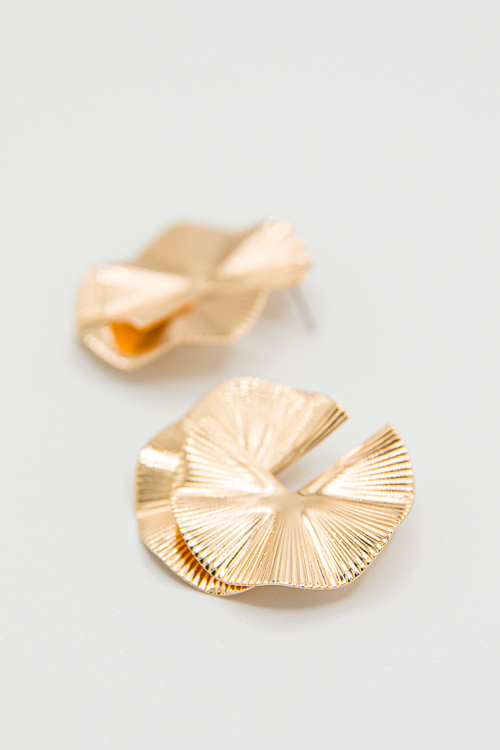 Double Fan Earrings, Gold