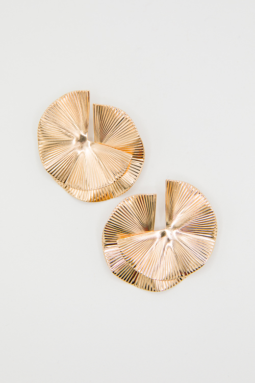Double Fan Earrings, Gold