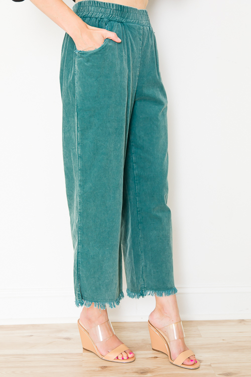 Corduroy Fray Pants, Green