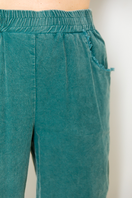 Corduroy Fray Pants, Green