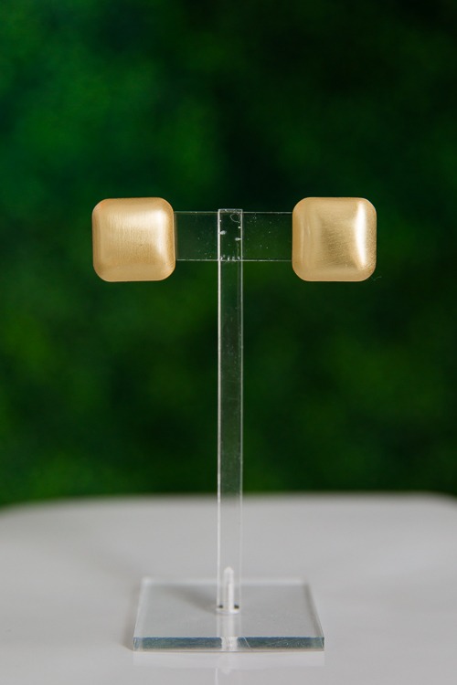Bold Square Earrings, Gold