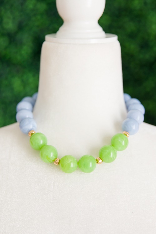 Acrylic Beaded Necklace, Blue/Lime - 2K9A8184.jpg