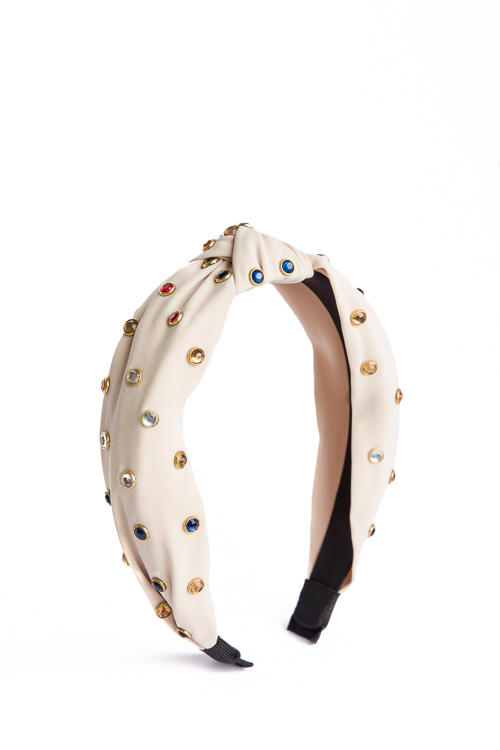 Multi Studded Headband, Beige