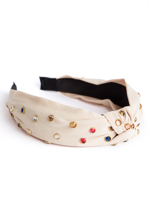 Multi Studded Headband, Beige