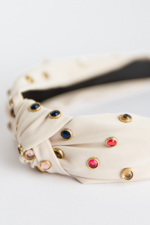 Multi Studded Headband, Beige