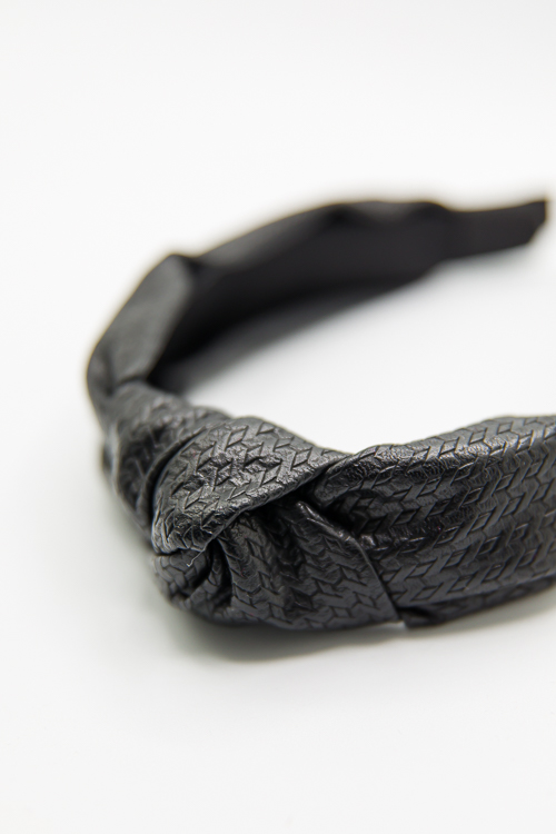 Knotted Leather Headband, Black