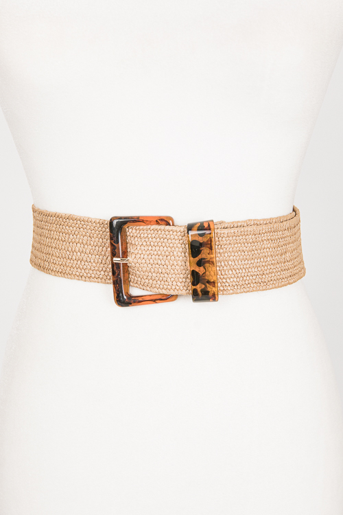 Tortoise Buckle Straw Belt - New Arrivals - The Blue Door Boutique