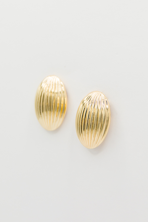 Almond Shape Earrings, Gold