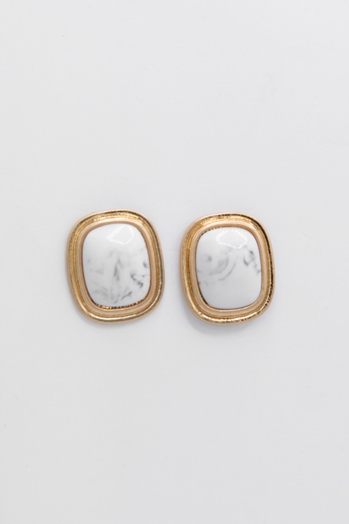 Stone Square Studs, Howlite