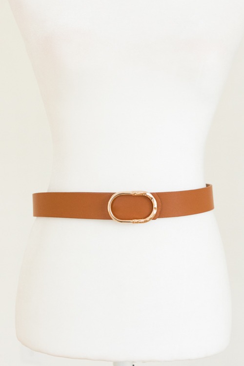 Half Hammered Buckle Belt, Cognac