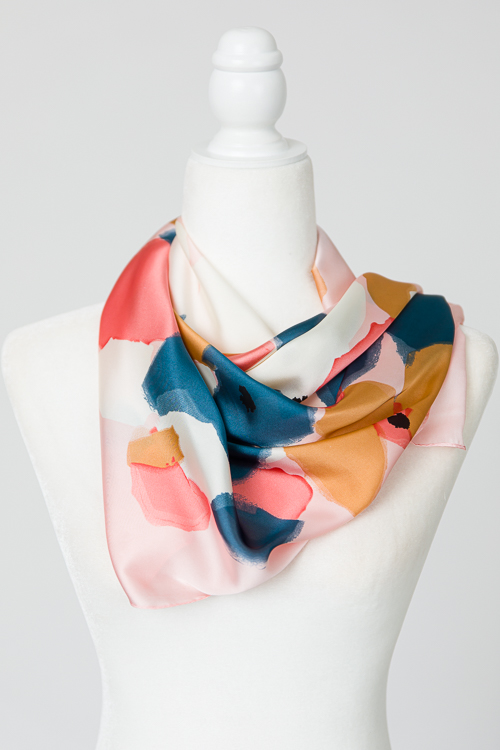 Abstract Silk Scarf, Pink