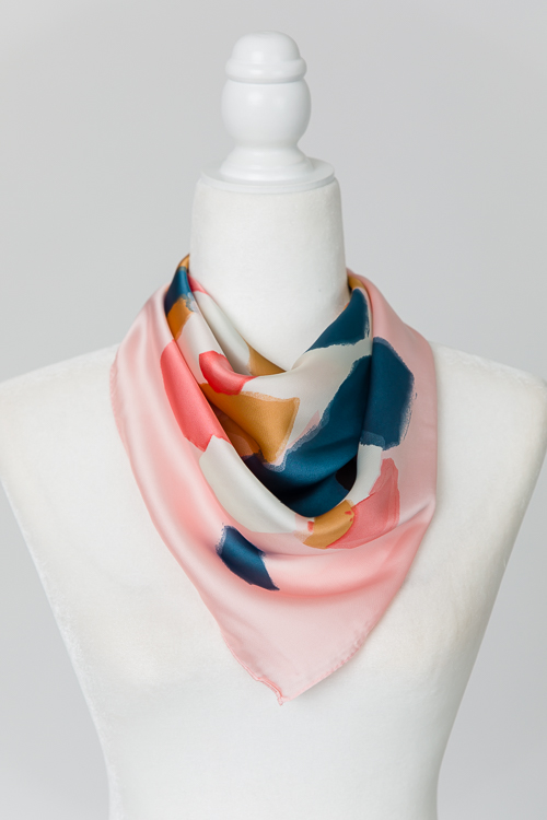 Abstract Silk Scarf, Pink