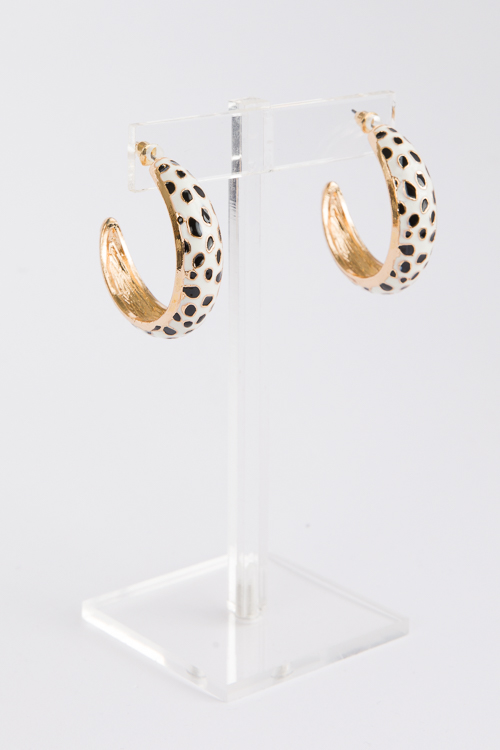 Animal Print Hoops, Ivory