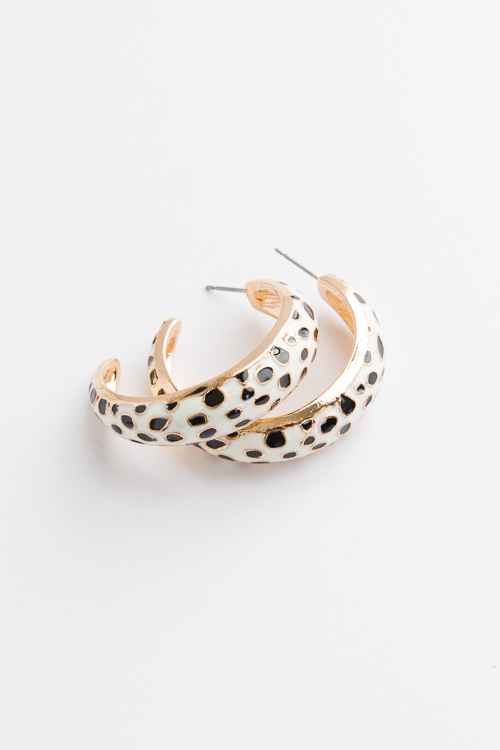 Animal Print Hoops, Ivory