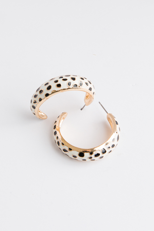 Animal Print Hoops, Ivory