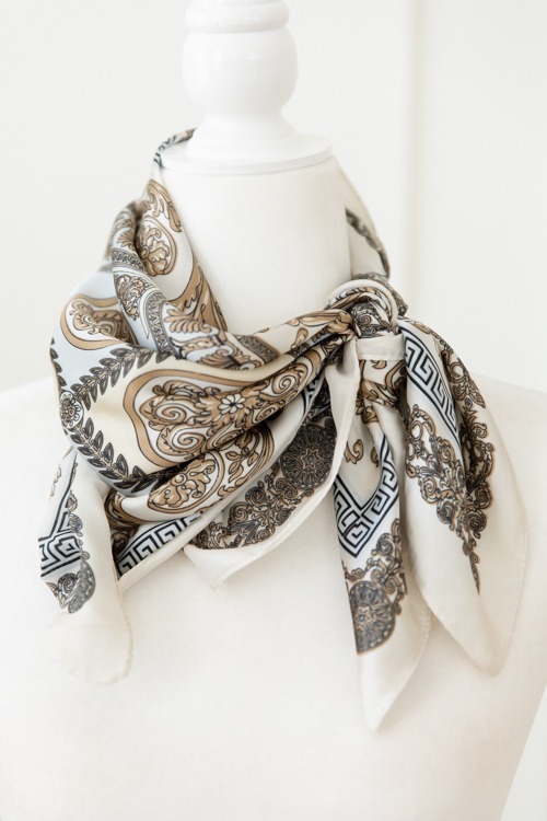 Greek Key & Floral Scarf, Beige - 2K9A9288.jpg